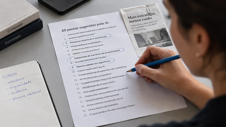 Seleção editorial de pautas sugeridas por inteligência artificial.